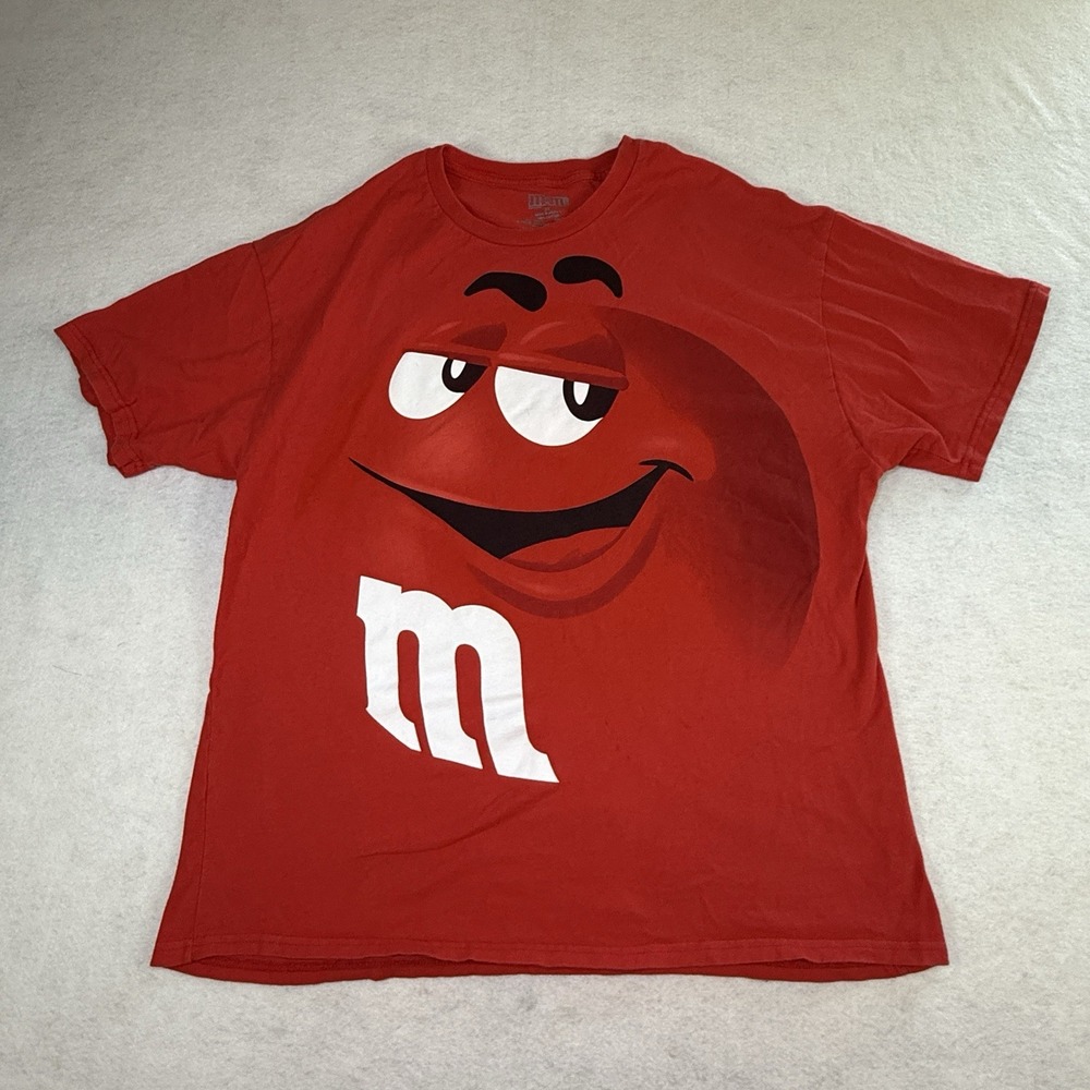 Vintage Y2K 2009 M & M's Big Face Red Candy Promo Tee M &‎ M T Shirt Size XL VTG